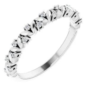 Sterling Silver .07 CTW Diamond Leaf Stackable Ring