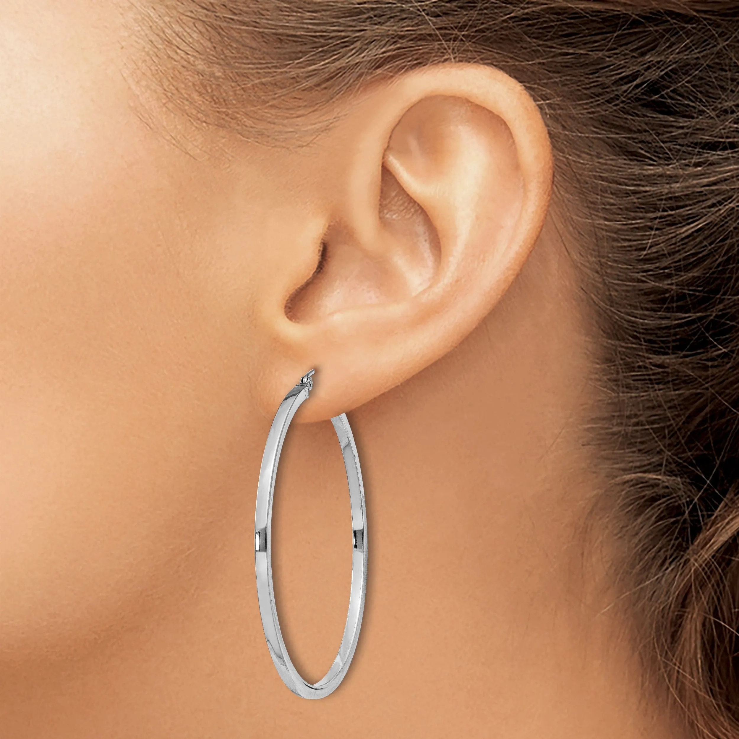 Sterling Silver 2MM Square Tube Hoop Earrings