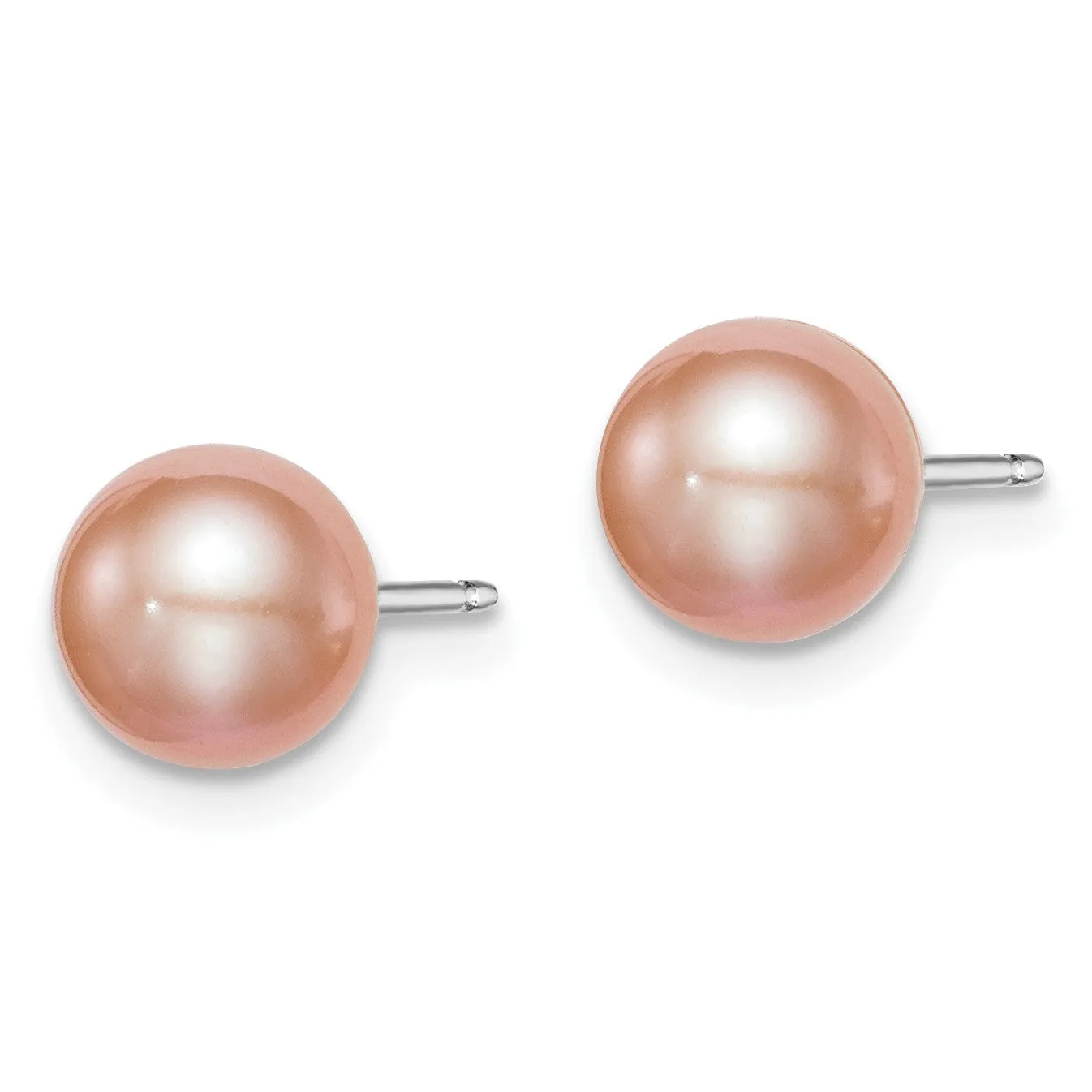 Sterling Silver 6X7MM Pearl Stud Earrings