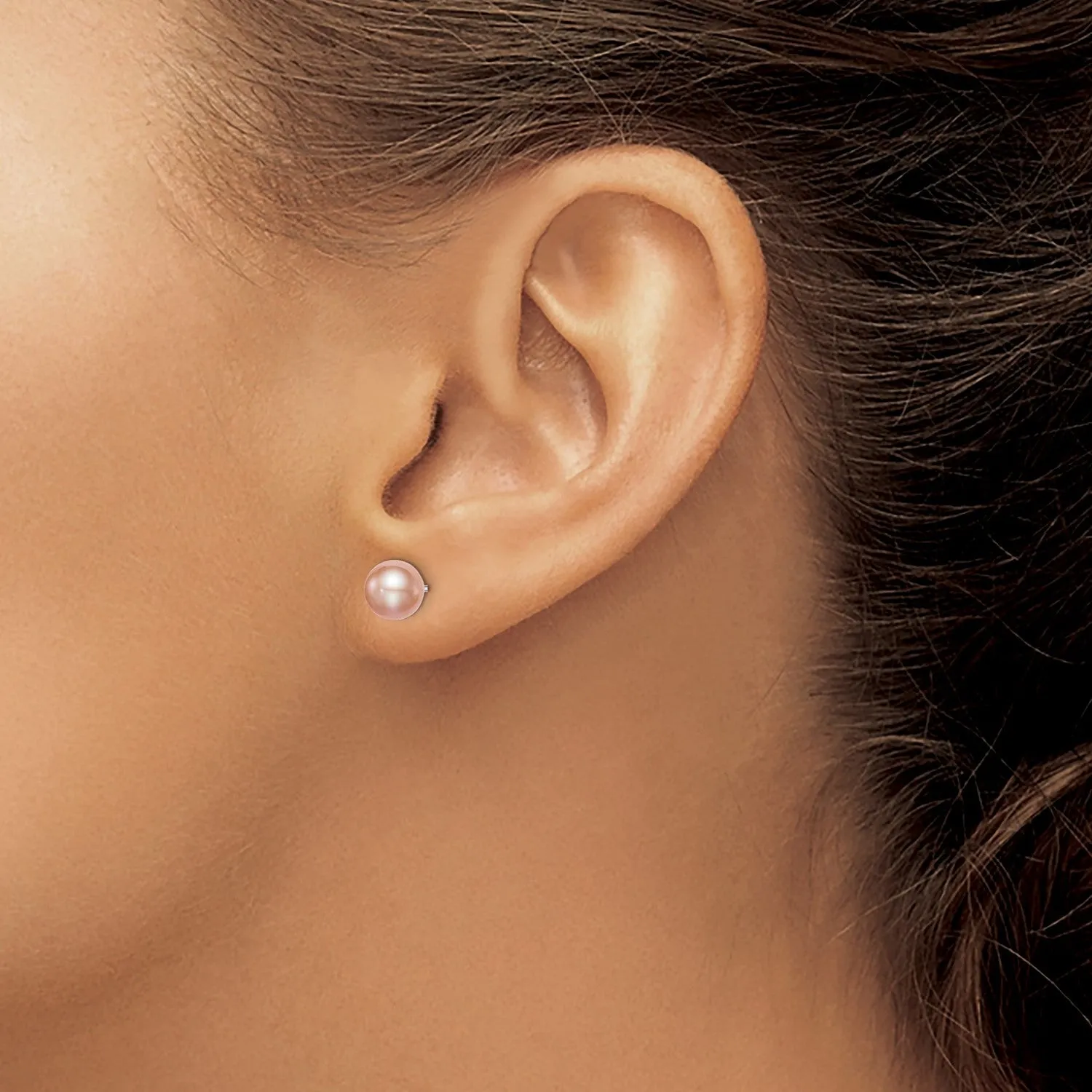 Sterling Silver 6X7MM Pearl Stud Earrings