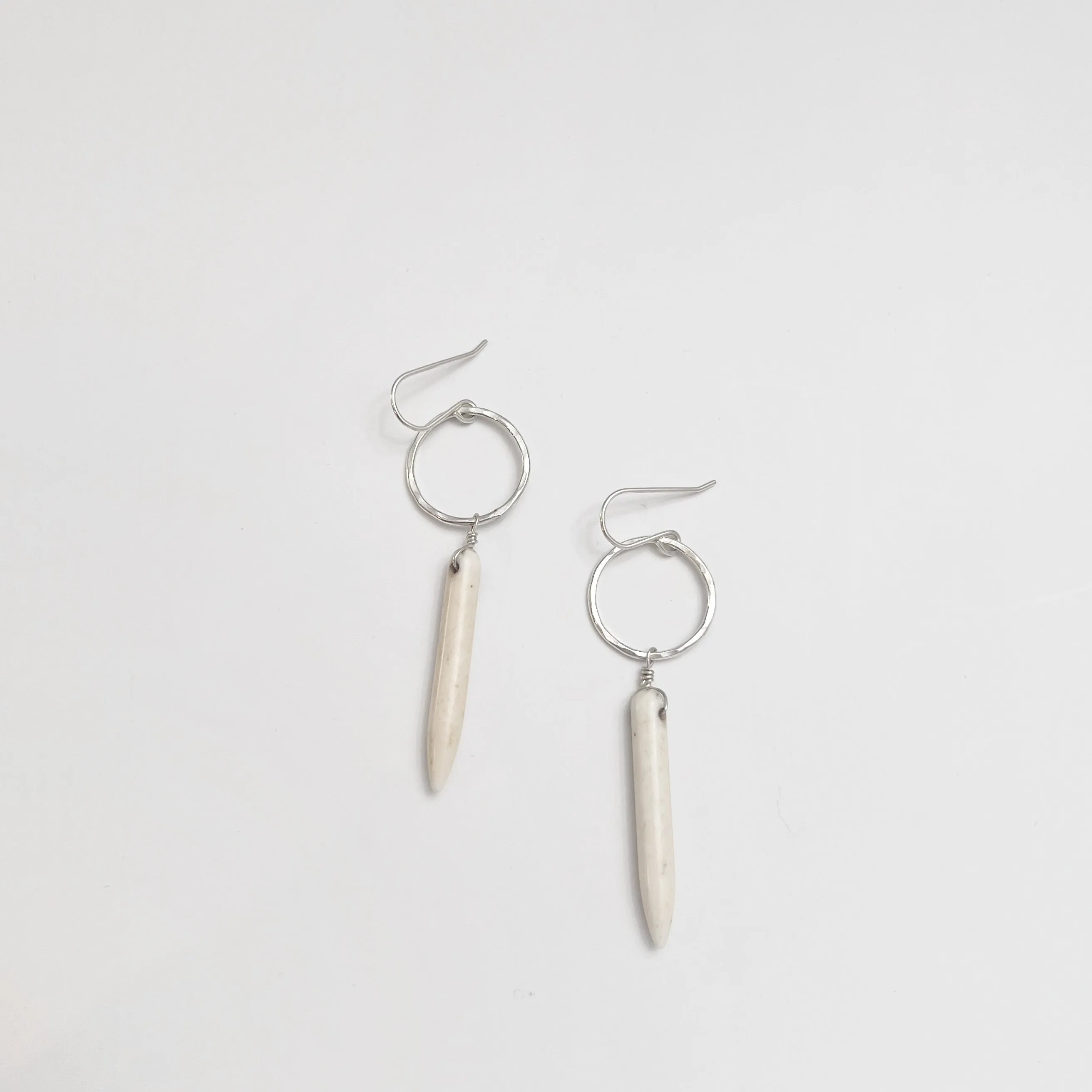 Sterling Silver and White Spike Dangle Earrings / Ready to Ship