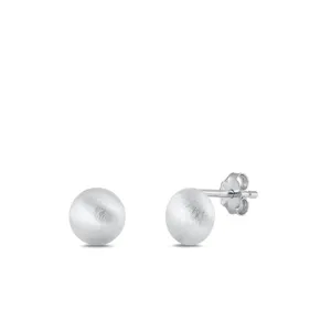 Sterling Silver Brushed Ball Stud High Polished Fashion Earrings .925 New
