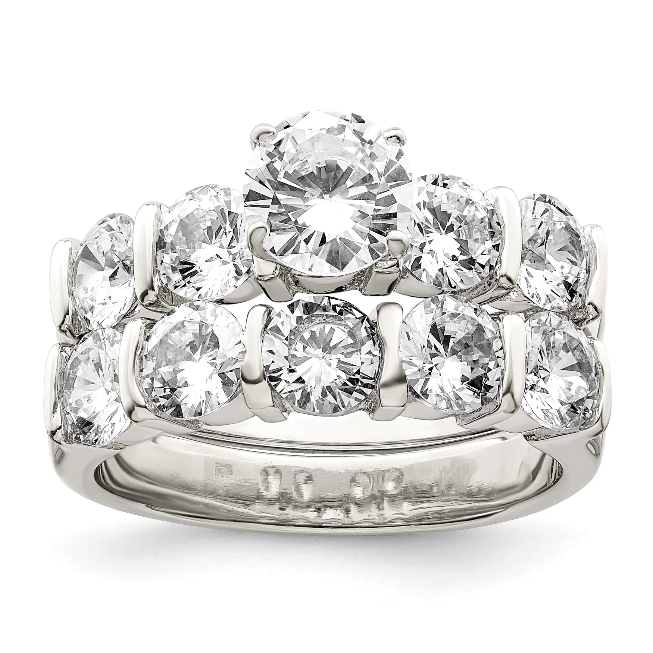 Sterling Silver Cubic Zirconia Band Rings Set