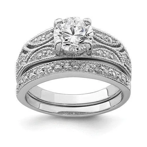 Sterling Silver Cubic Zirconia Band Rings Set