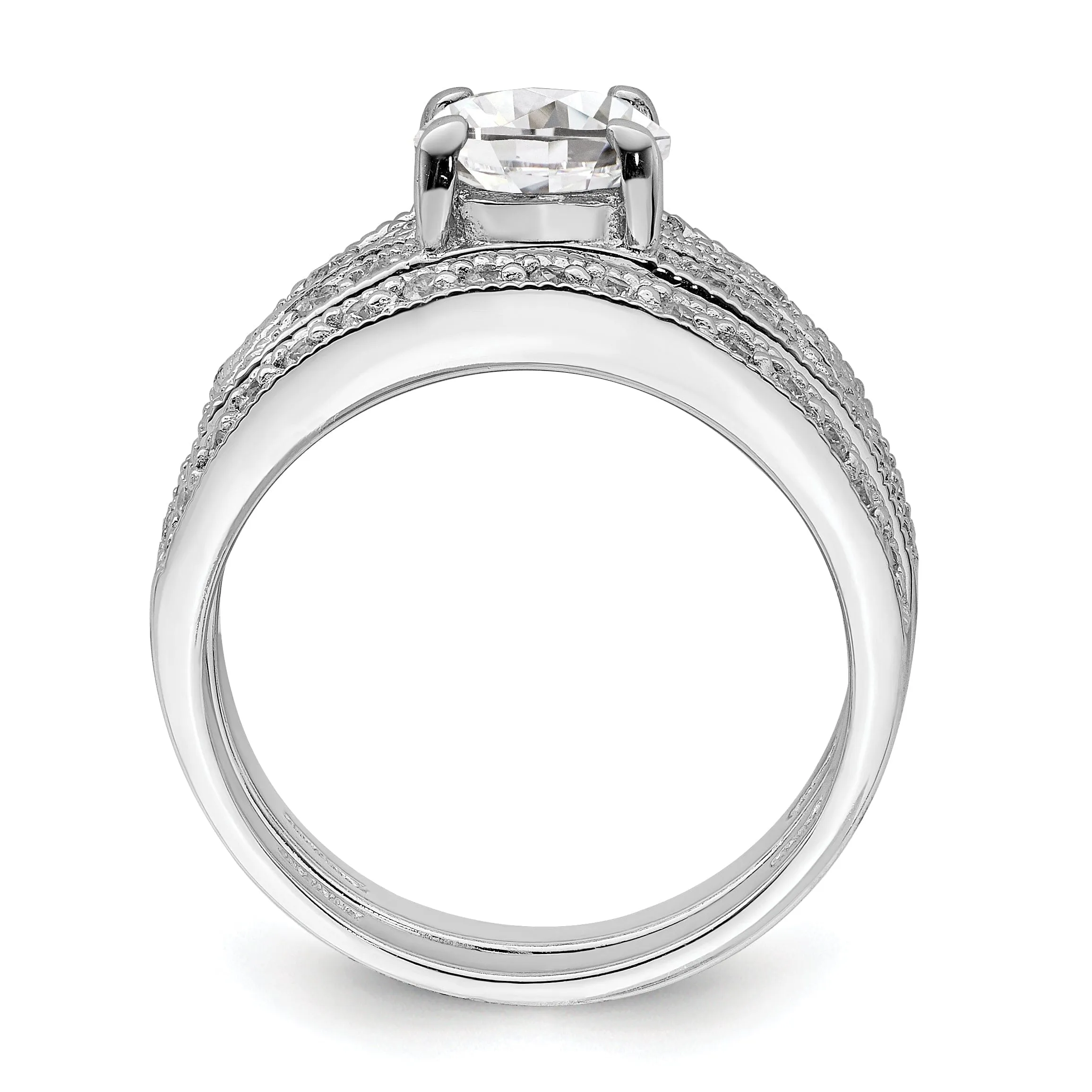 Sterling Silver Cubic Zirconia Band Rings Set