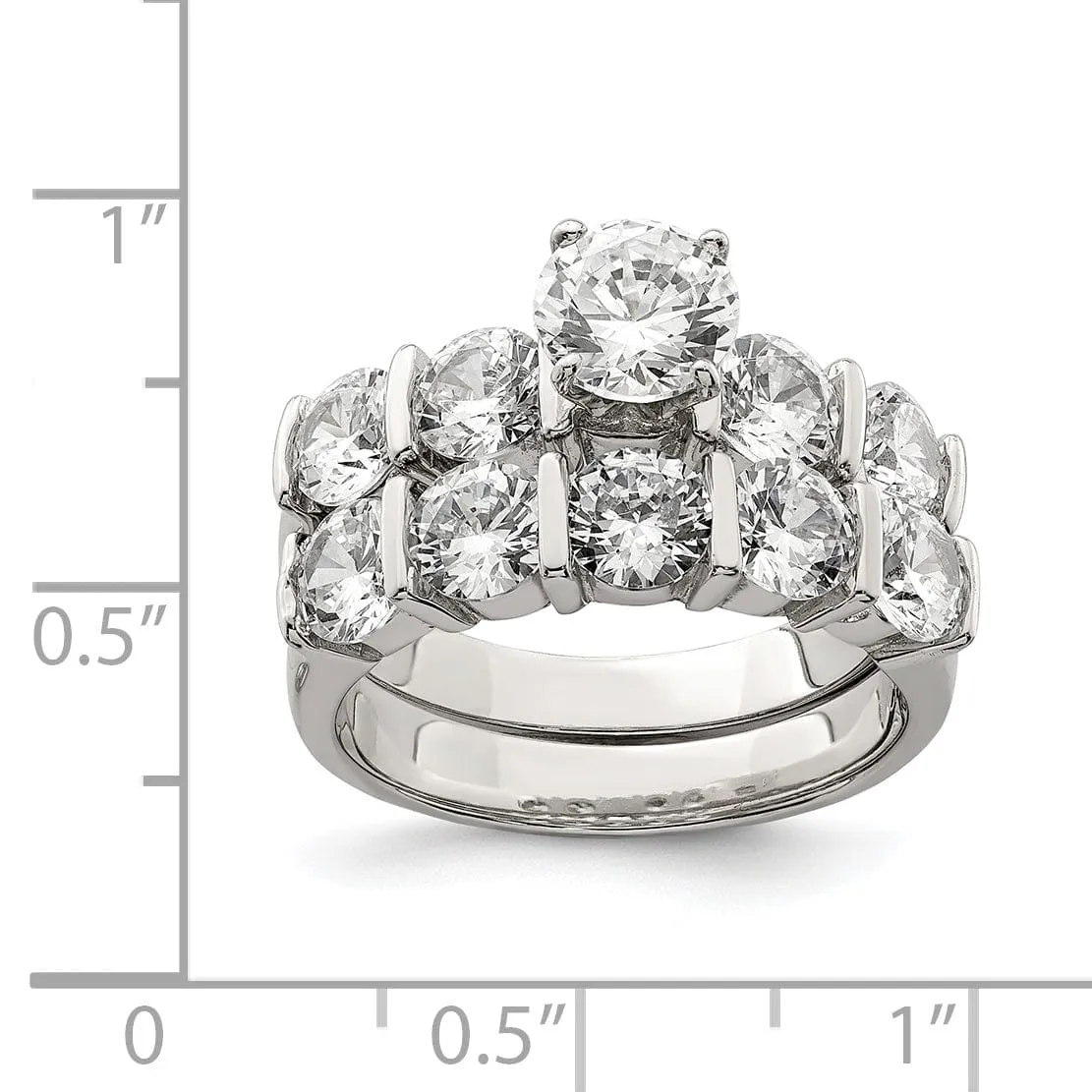 Sterling Silver Cubic Zirconia Band Rings Set