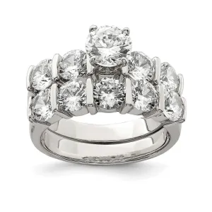 Sterling Silver Cubic Zirconia Band Rings Set