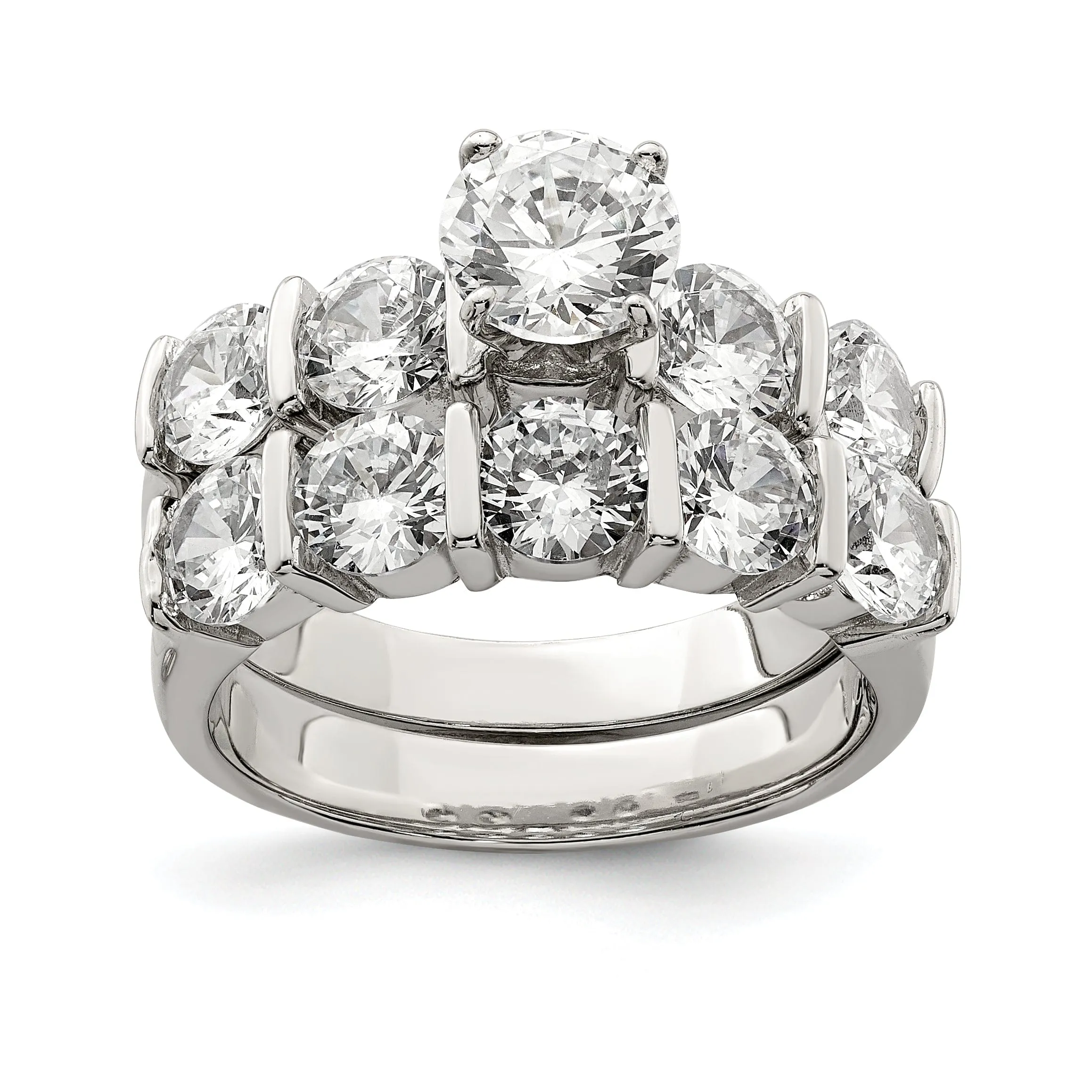 Sterling Silver Cubic Zirconia Band Rings Set