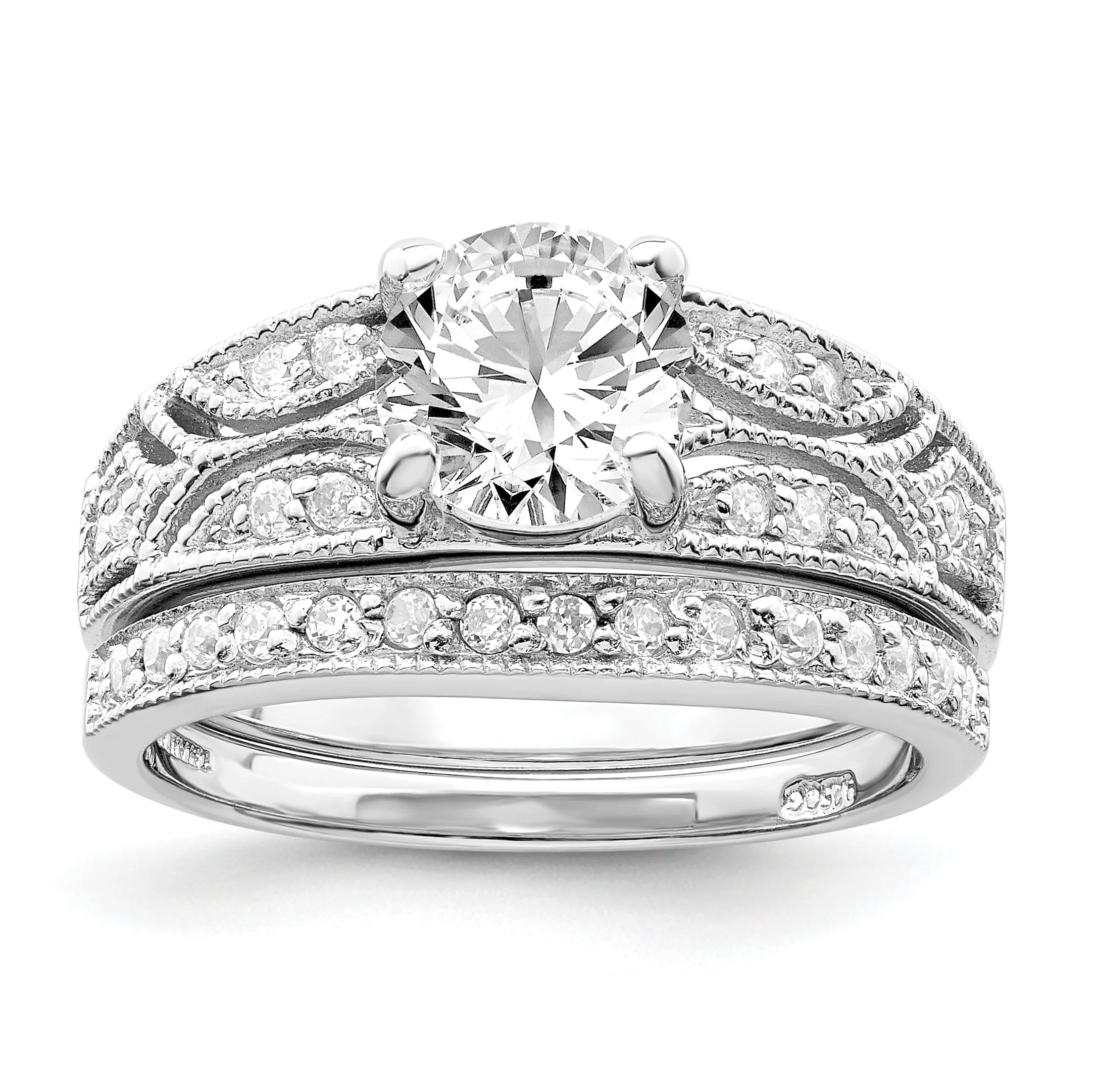 Sterling Silver Cubic Zirconia Band Rings Set