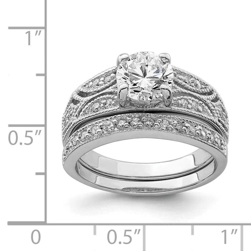 Sterling Silver Cubic Zirconia Band Rings Set