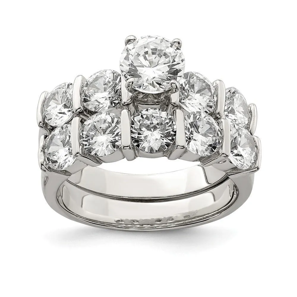 Sterling Silver Cubic Zirconia Band Rings Set