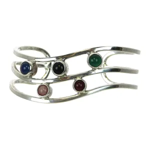 Sterling Silver Cuff Semi Precious Stones