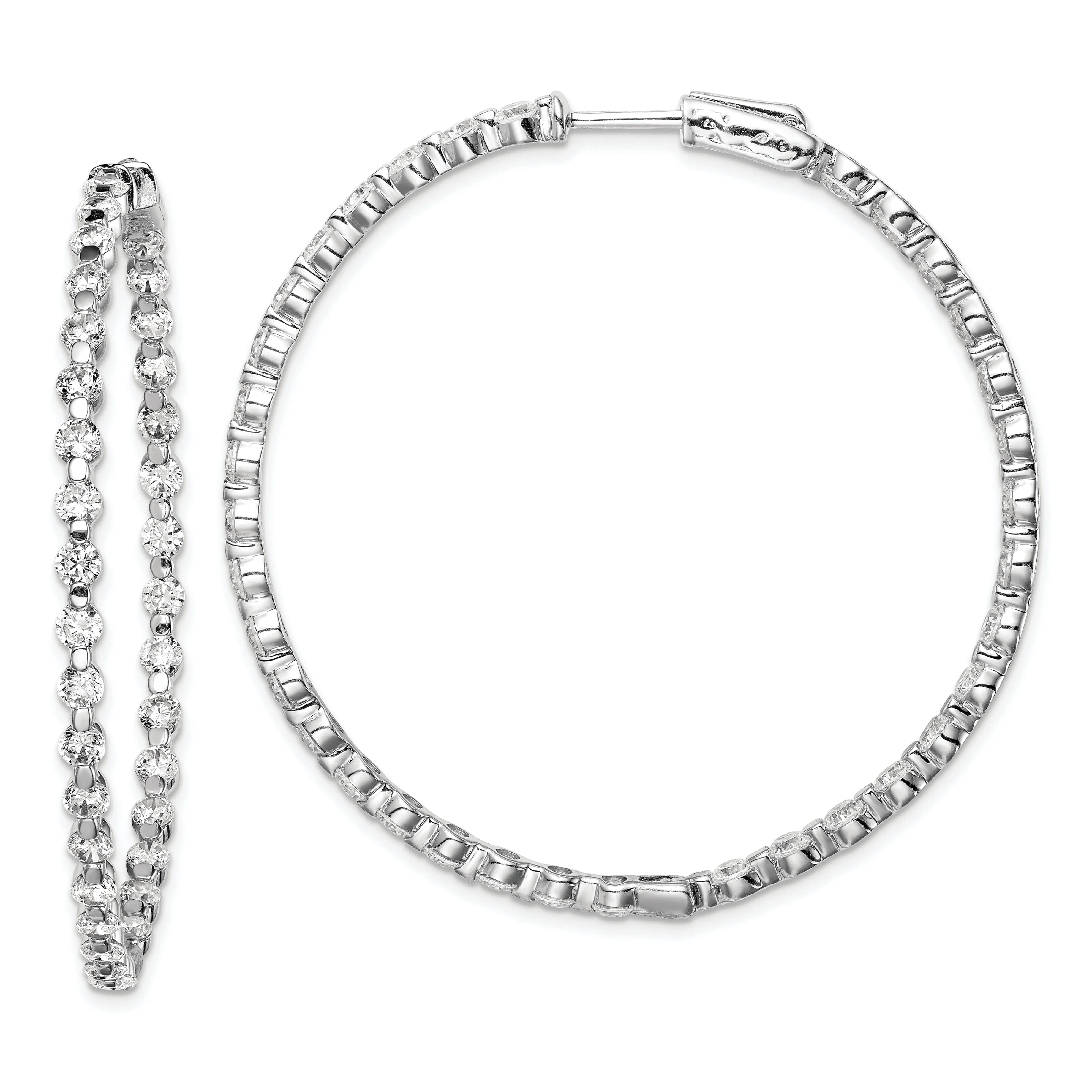 Sterling Silver CZ Hoop Earrings