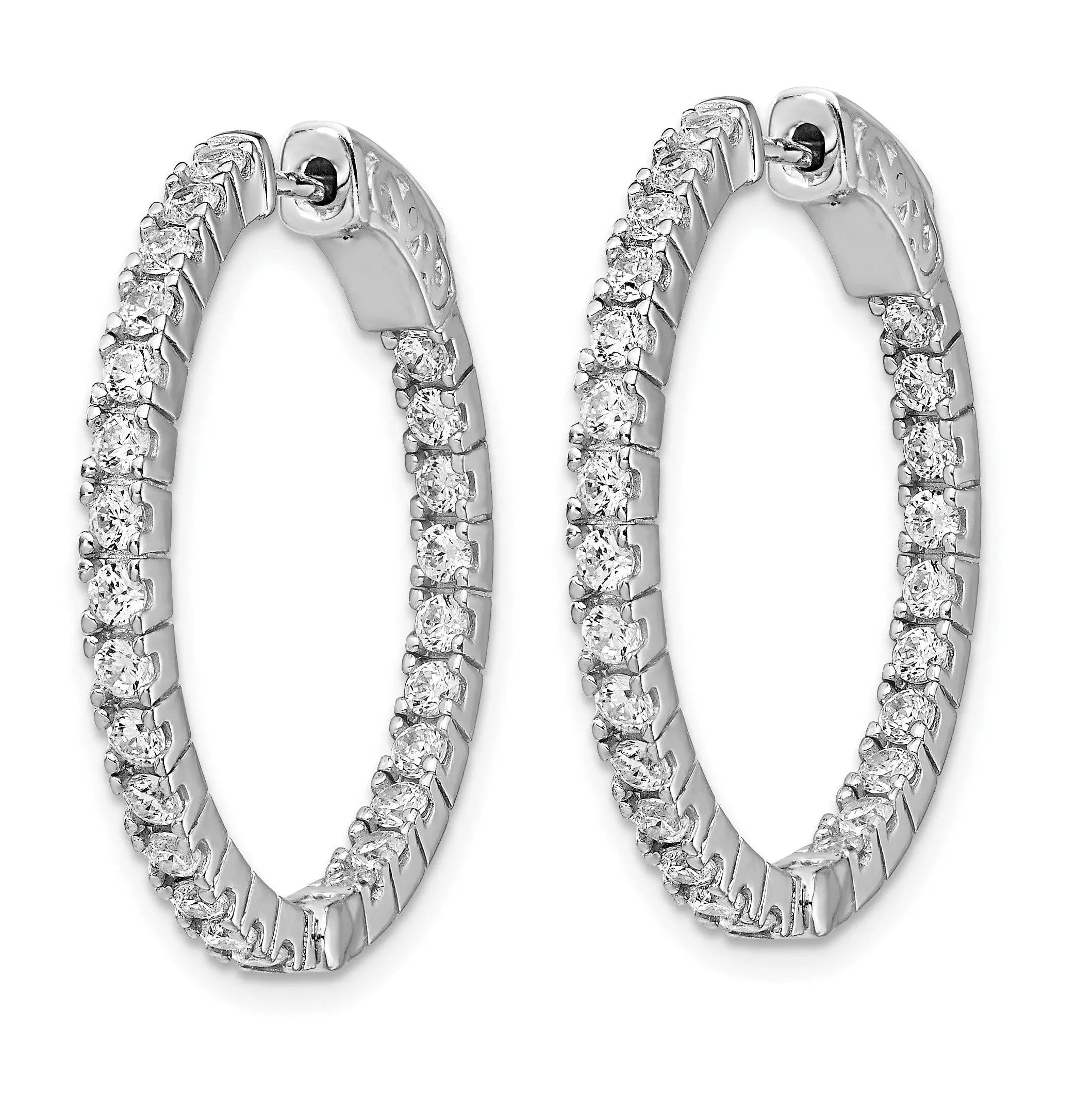 Sterling Silver CZ Hoop Earrings