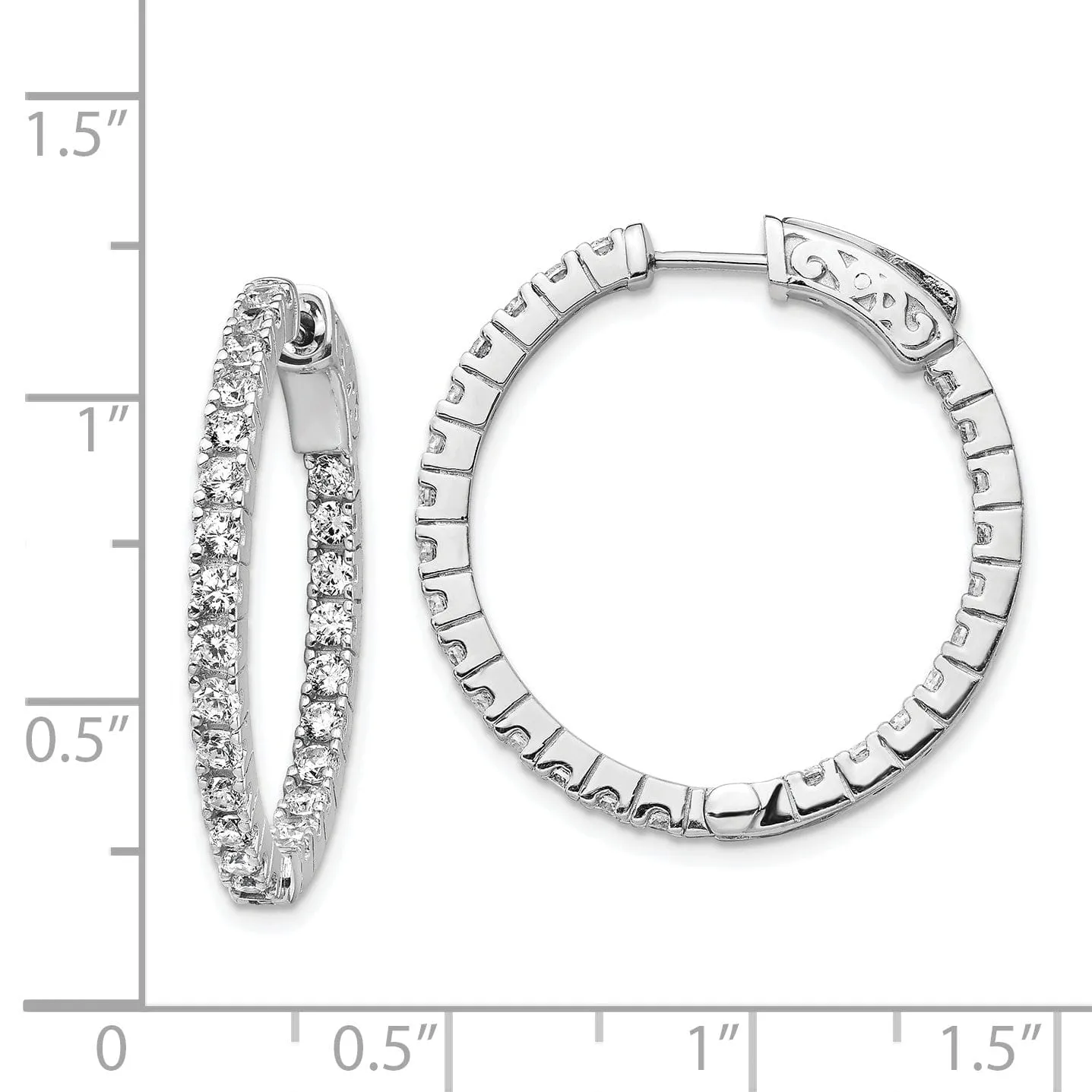 Sterling Silver CZ Hoop Earrings