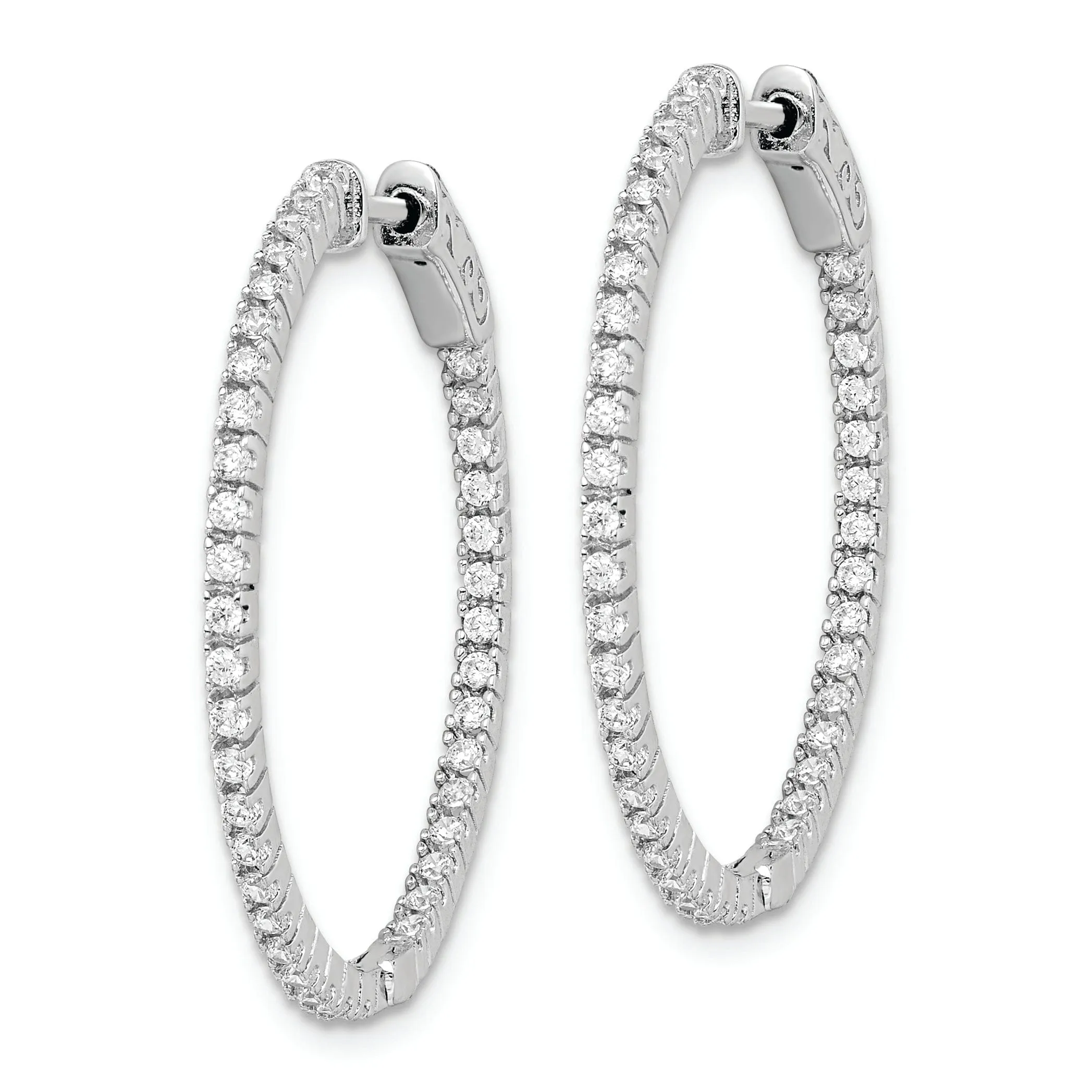 Sterling Silver CZ Hoop Earrings