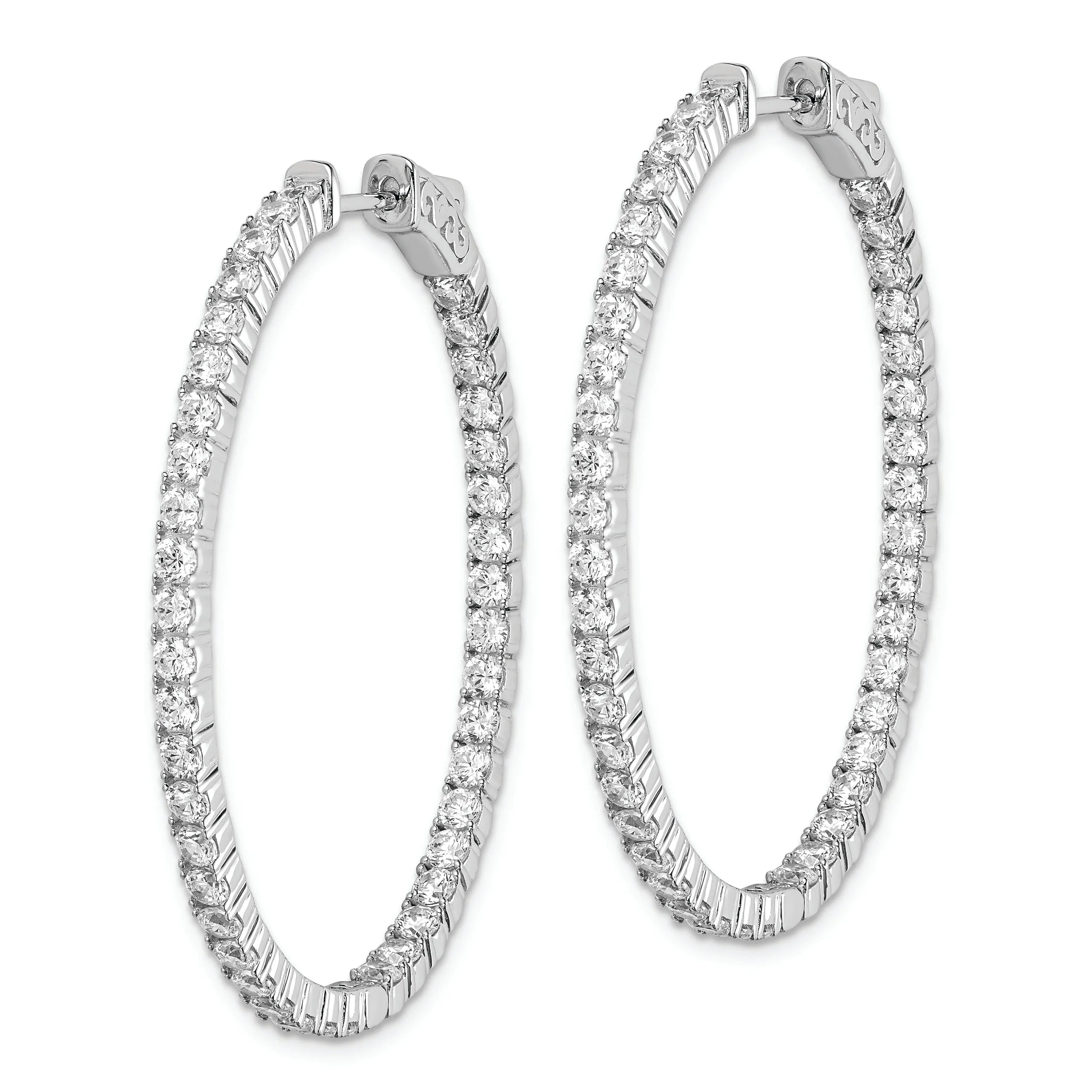 Sterling Silver CZ Oval Hoop Earrings