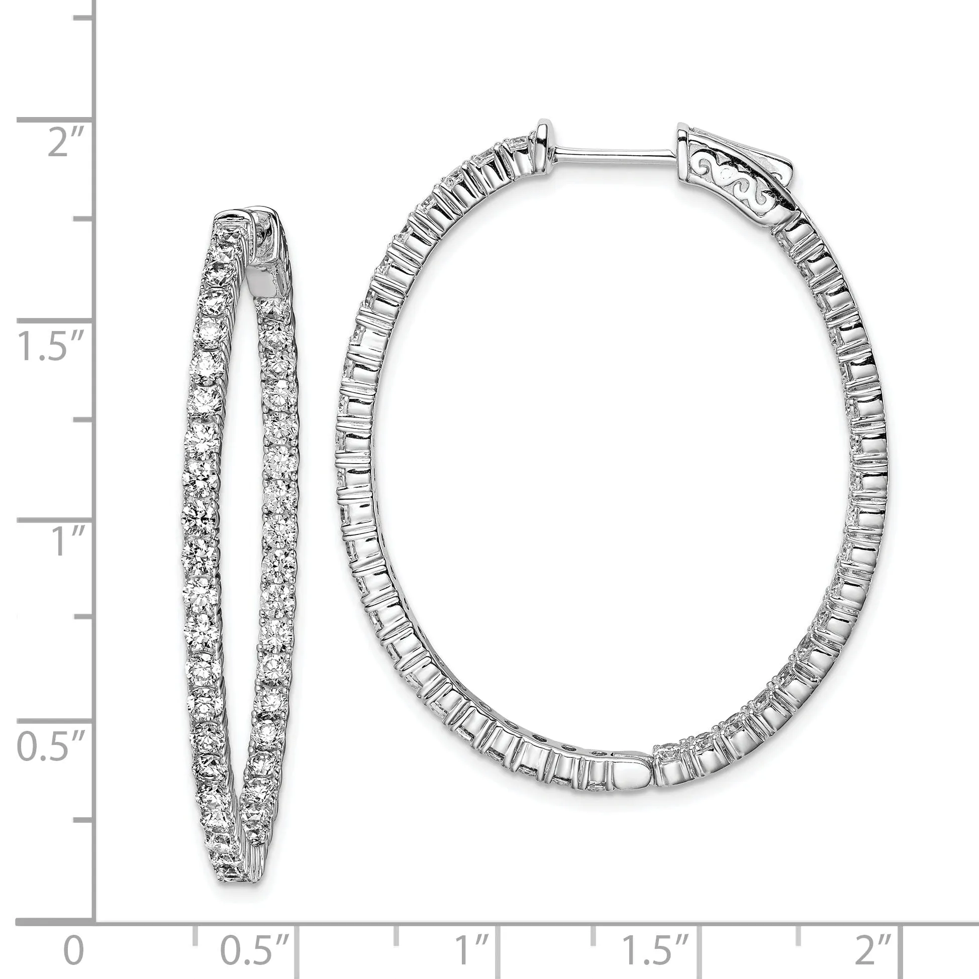 Sterling Silver CZ Oval Hoop Earrings