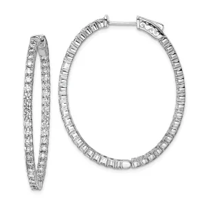 Sterling Silver CZ Oval Hoop Earrings