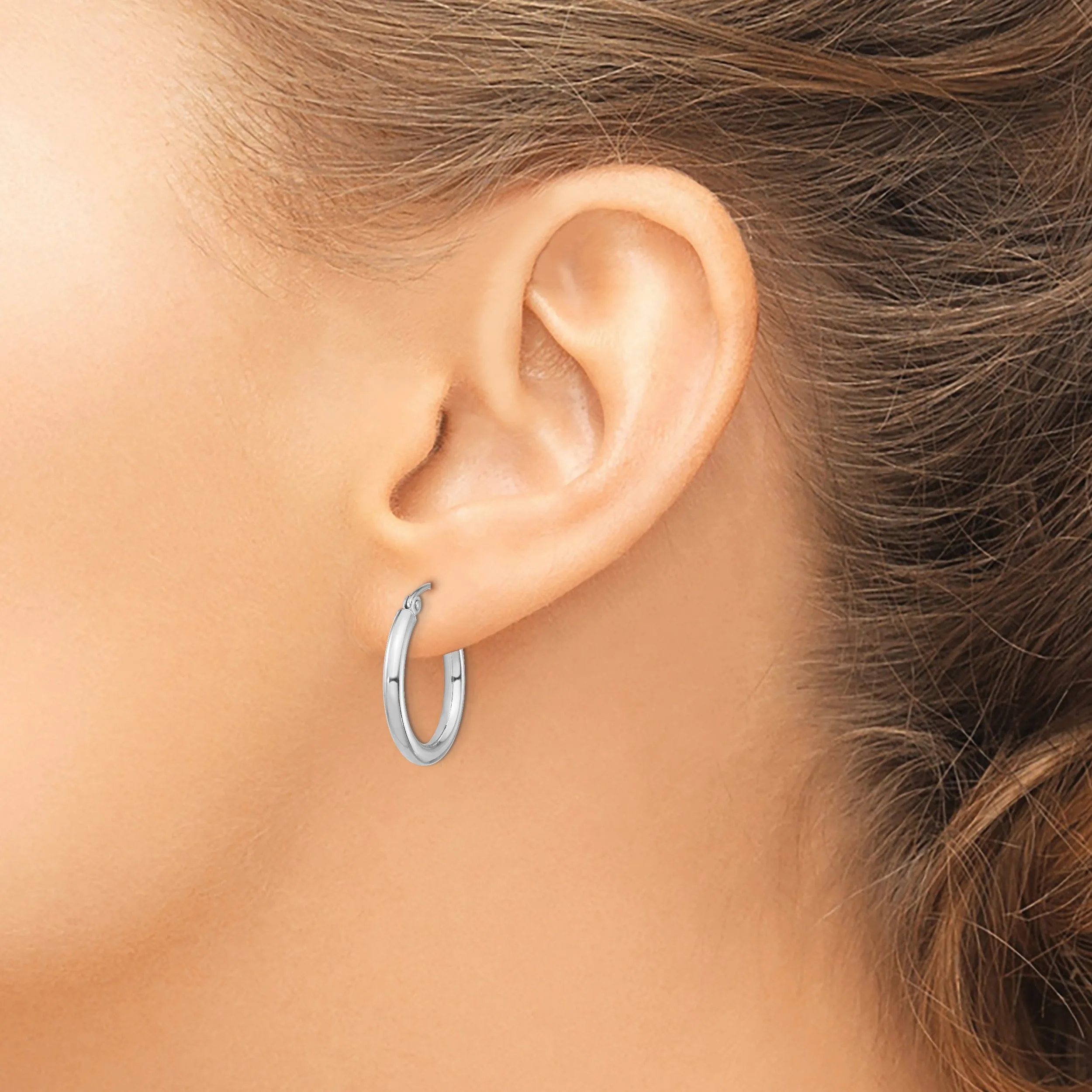 Sterling Silver Hollow Tube Hoop Hinged Earring