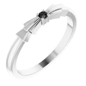 Sterling Silver Natural Black Onyx Stackable Ring
