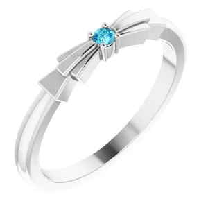 Sterling Silver Natural Blue Zircon Stackable Ring