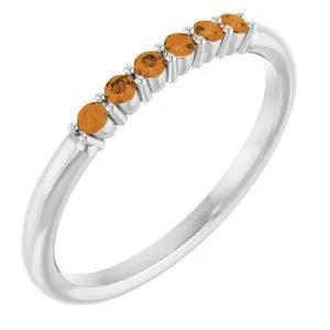 Sterling Silver Natural Citrine Stackable Ring