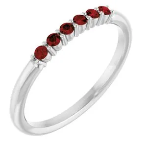 Sterling Silver Natural Mozambique Garnet Stackable Ring