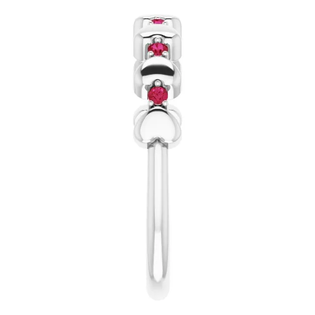 Sterling Silver Natural Ruby Heart Stackable Ring