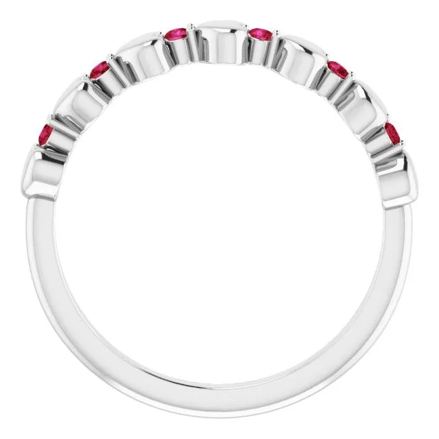 Sterling Silver Natural Ruby Heart Stackable Ring