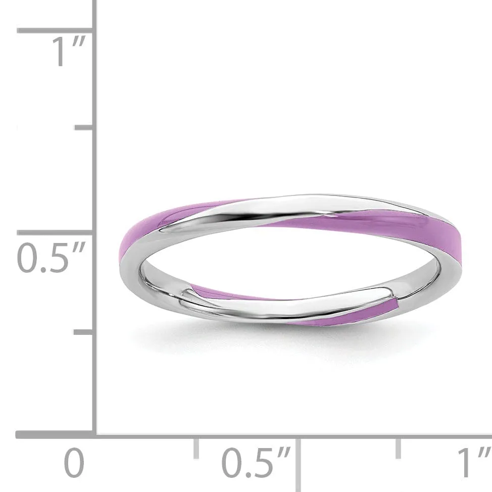 Sterling Silver Purple Enameled Stackable Ring