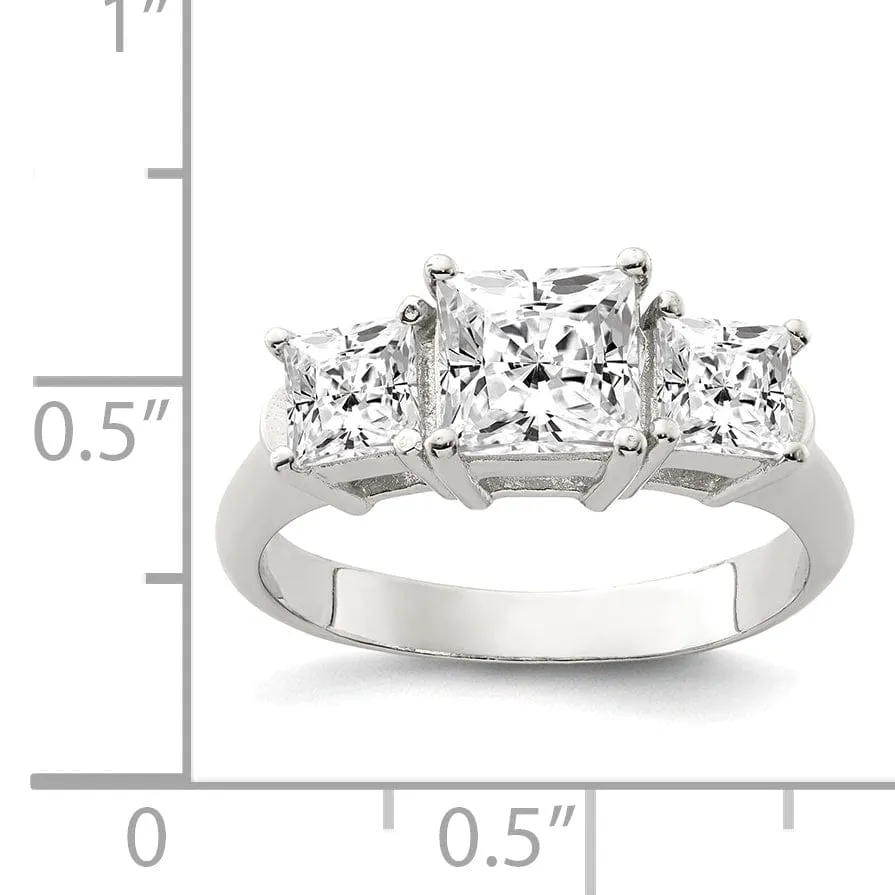 Sterling Silver Square C.Z Engagement Ring