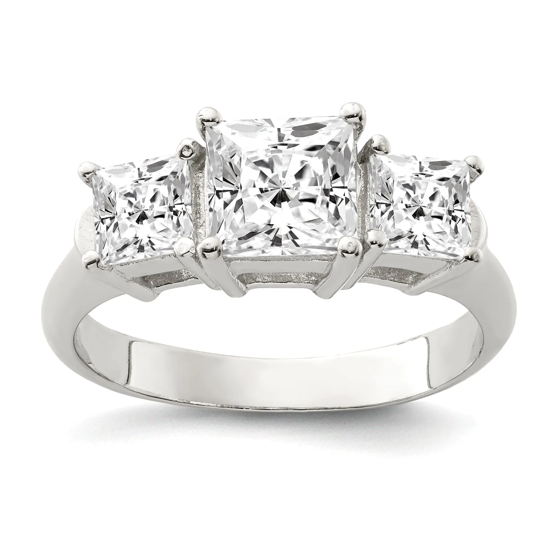 Sterling Silver Square C.Z Engagement Ring