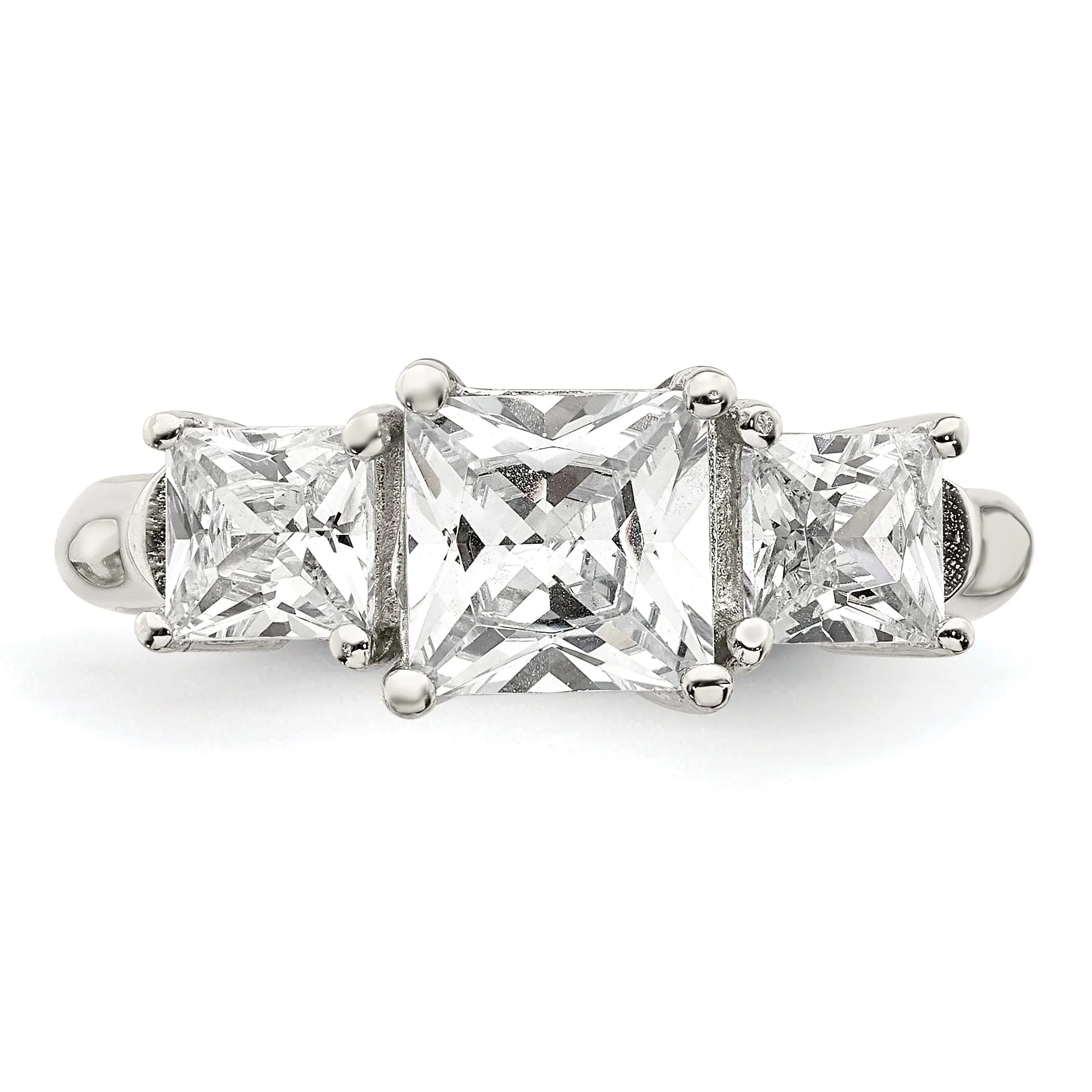 Sterling Silver Square C.Z Engagement Ring