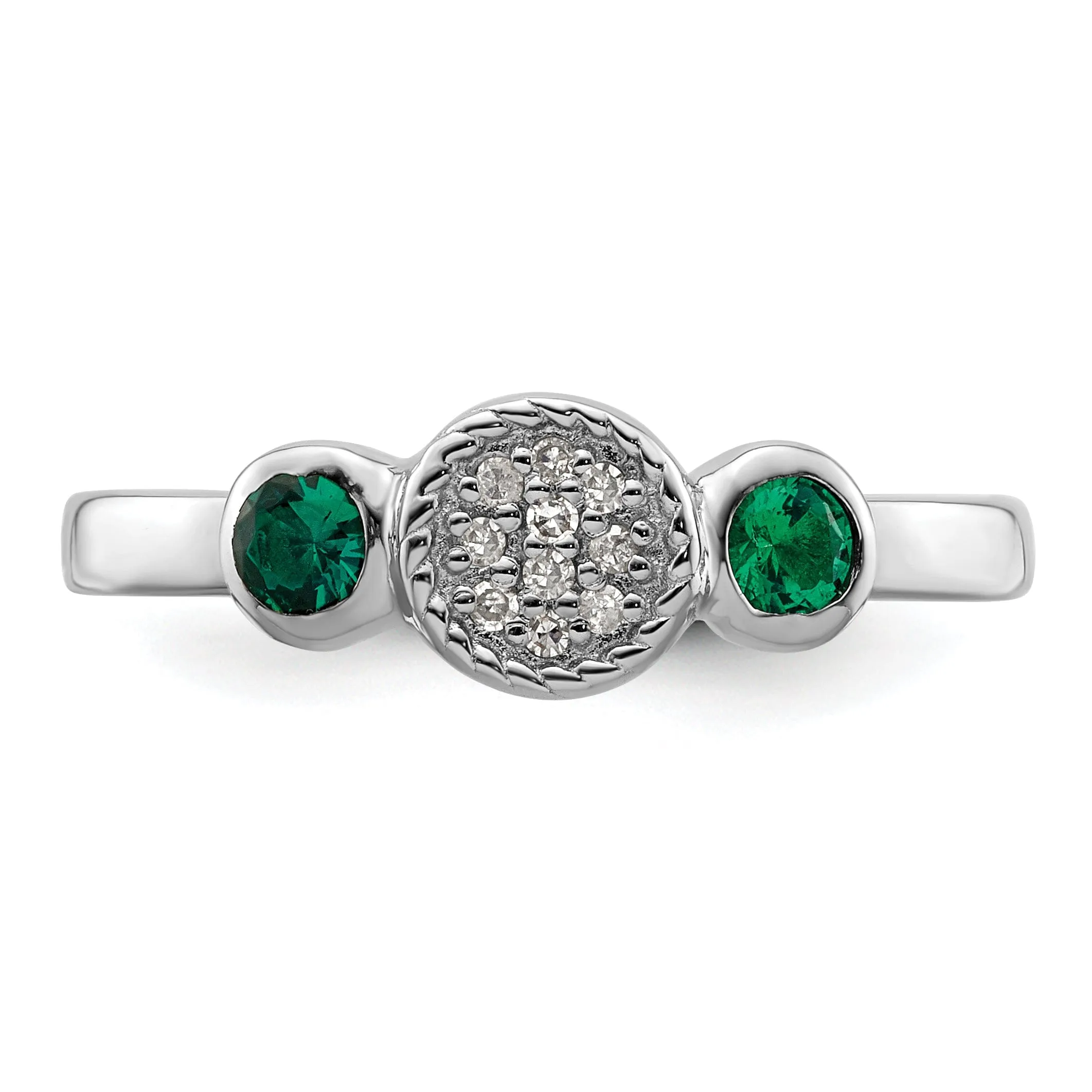 Sterling Silver Stackable Expressions Emerald Ring