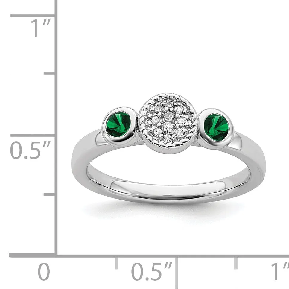 Sterling Silver Stackable Expressions Emerald Ring
