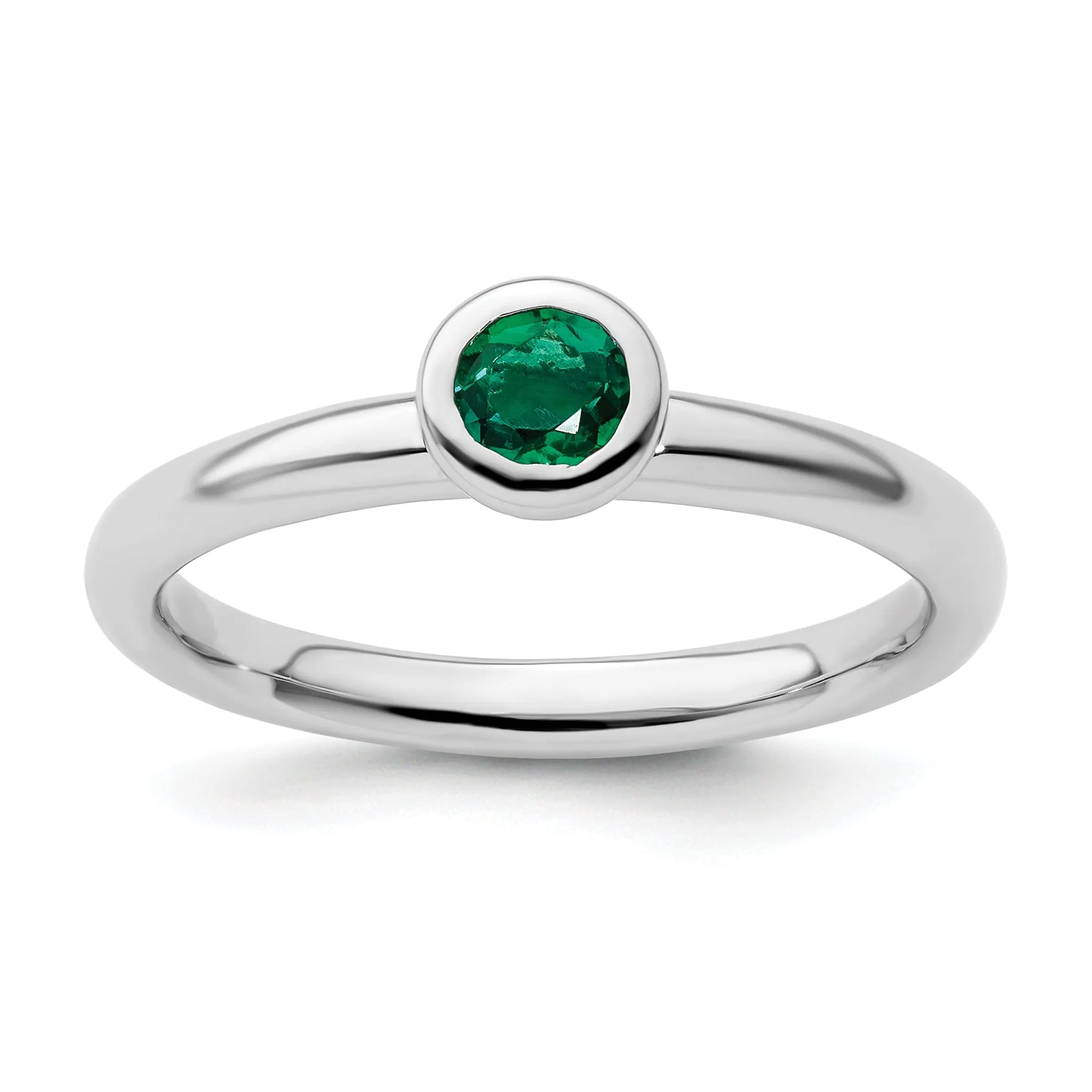 Sterling Silver Stackable Expressions Emerald Ring