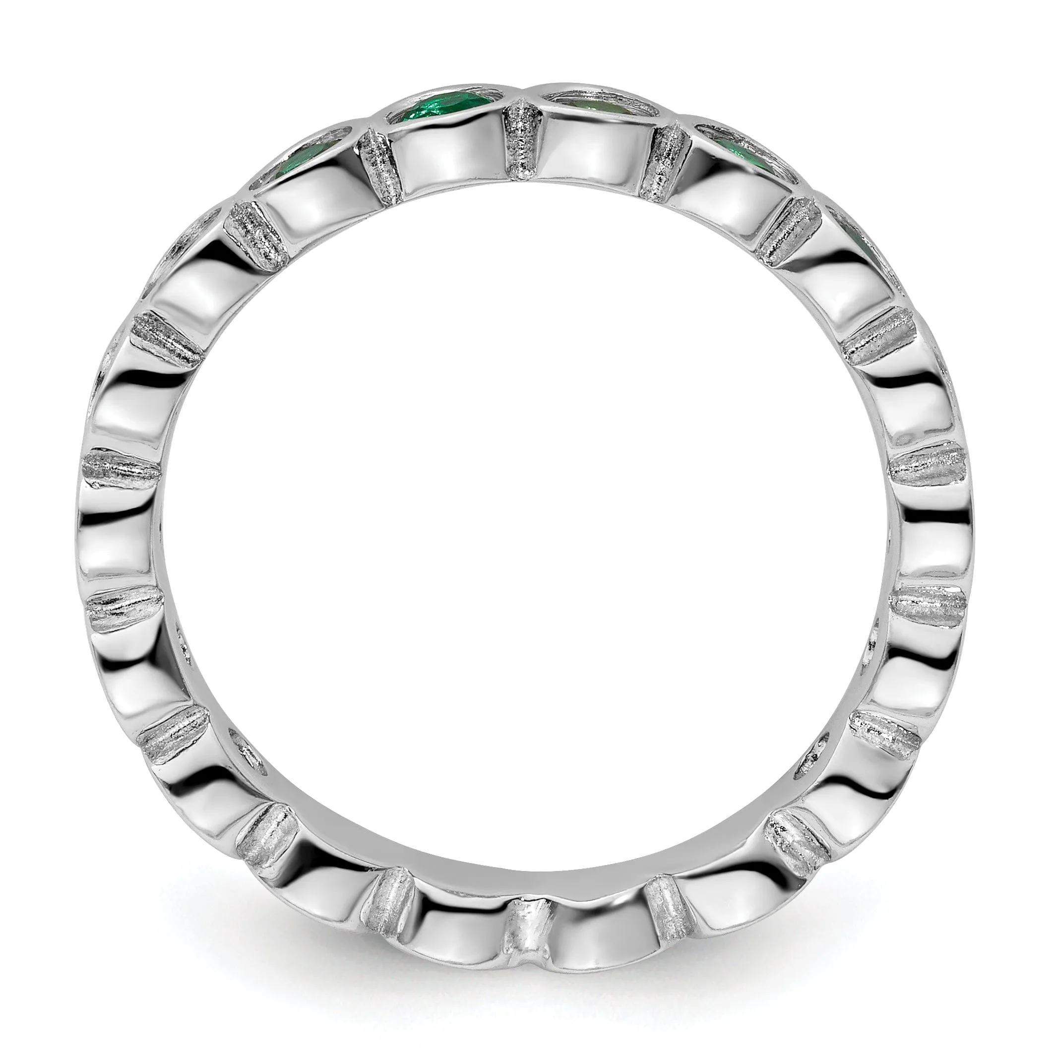 Sterling Silver Stackable Expressions Emerald Ring