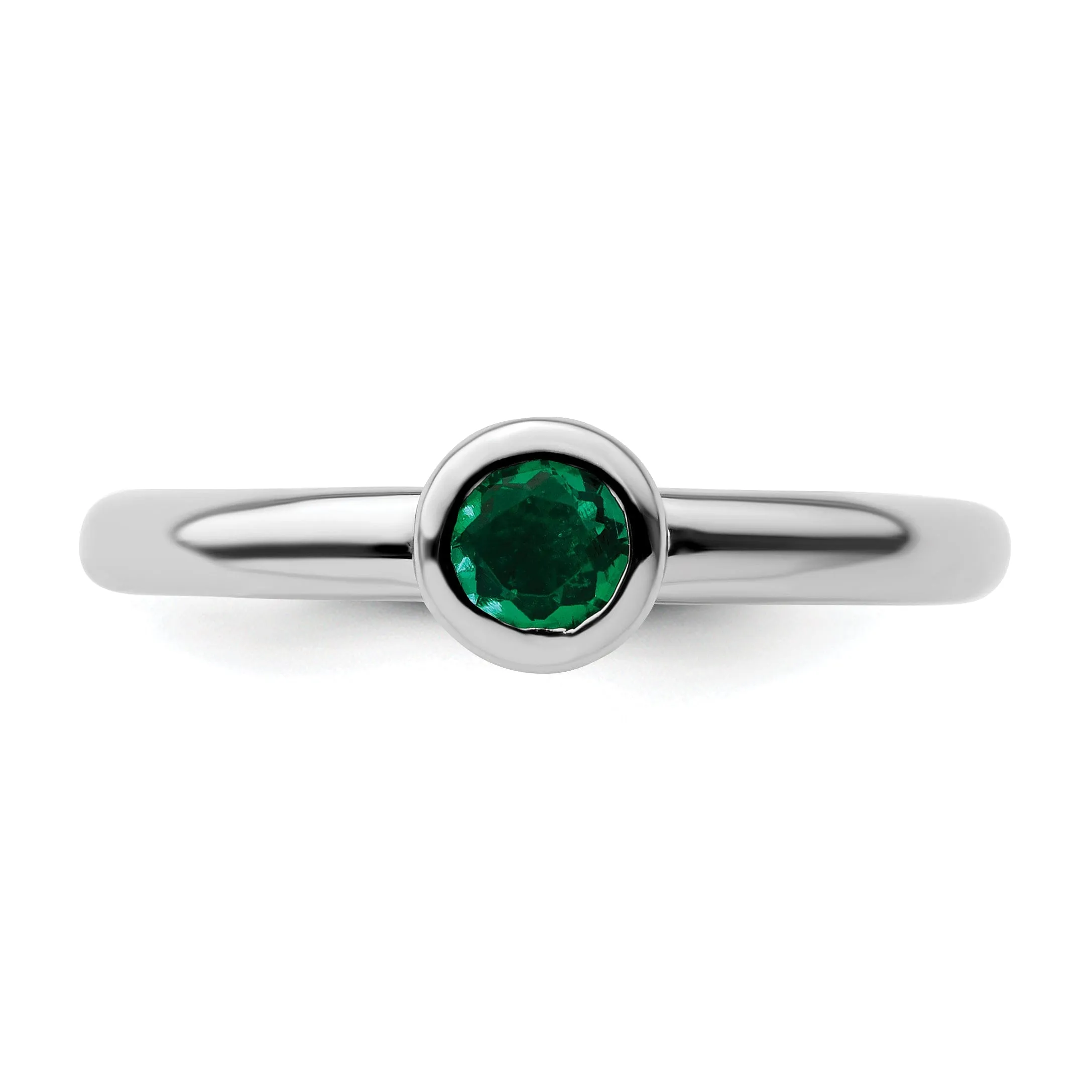 Sterling Silver Stackable Expressions Emerald Ring