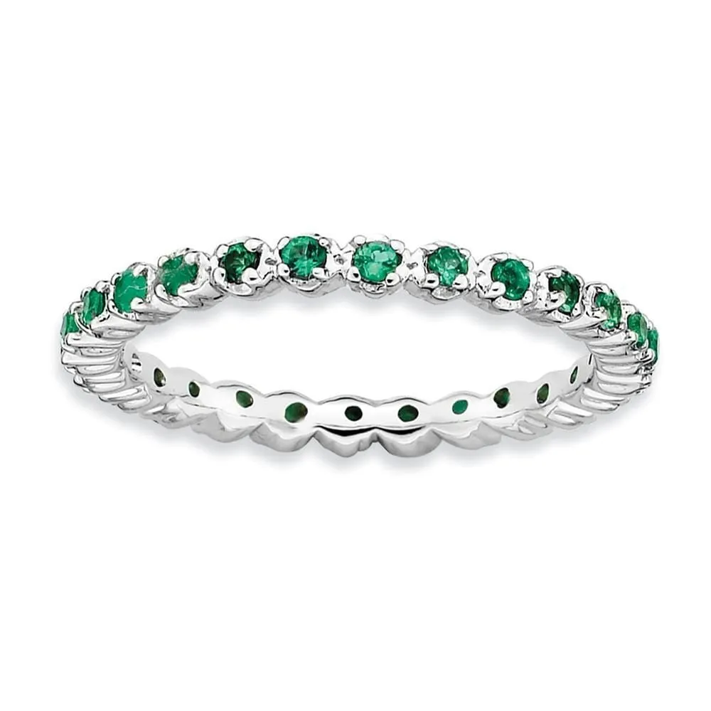 Sterling Silver Stackable Expressions Emerald Ring