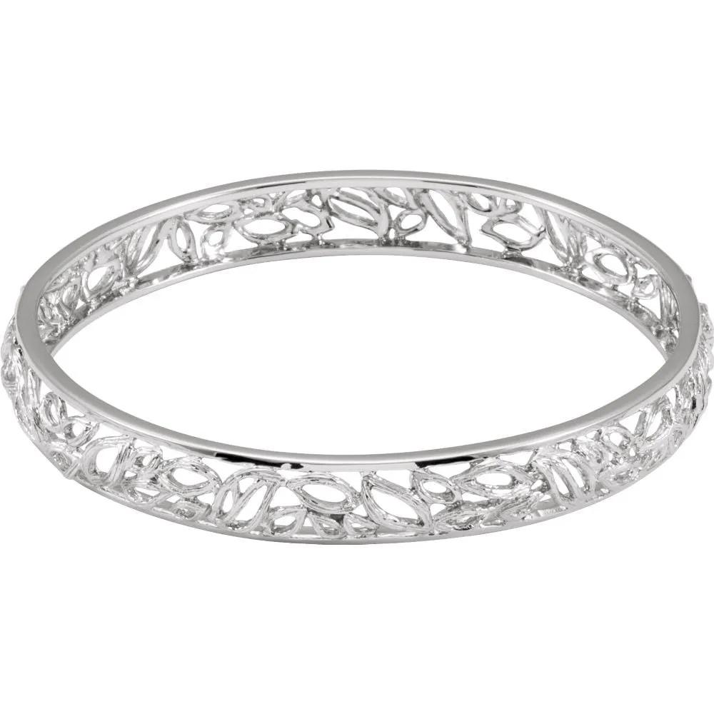 Sterling Silver Textured Bark Bangle Bracelet