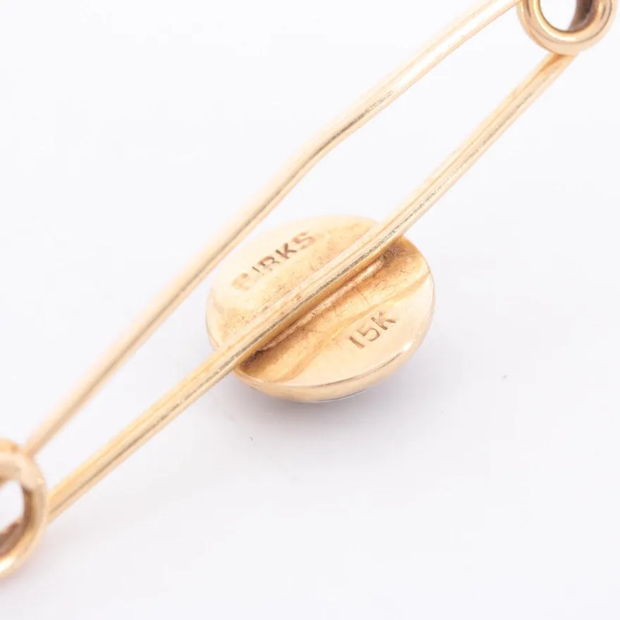 Stock or Bar Pin Birks 15 ct Yellow Gold with Reverse Crystal Fox Mask
