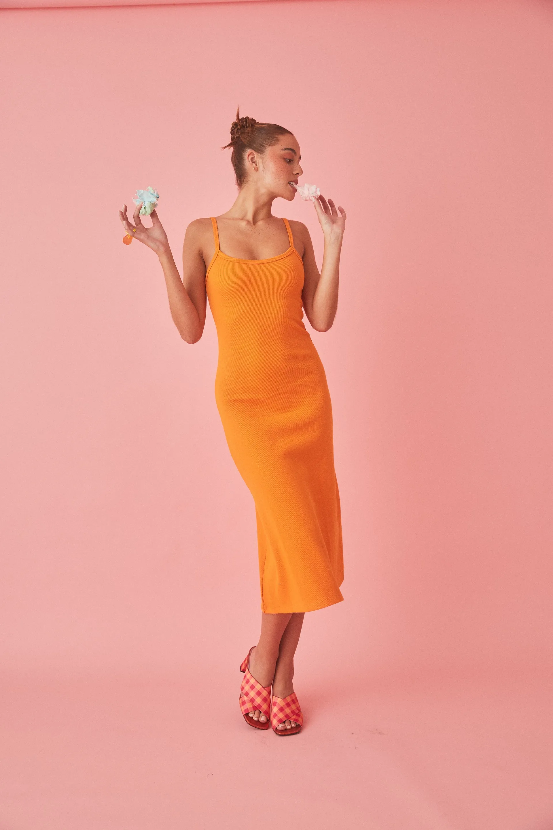 Summi Summi - MIDI A LINE DRESS - Tangerine
