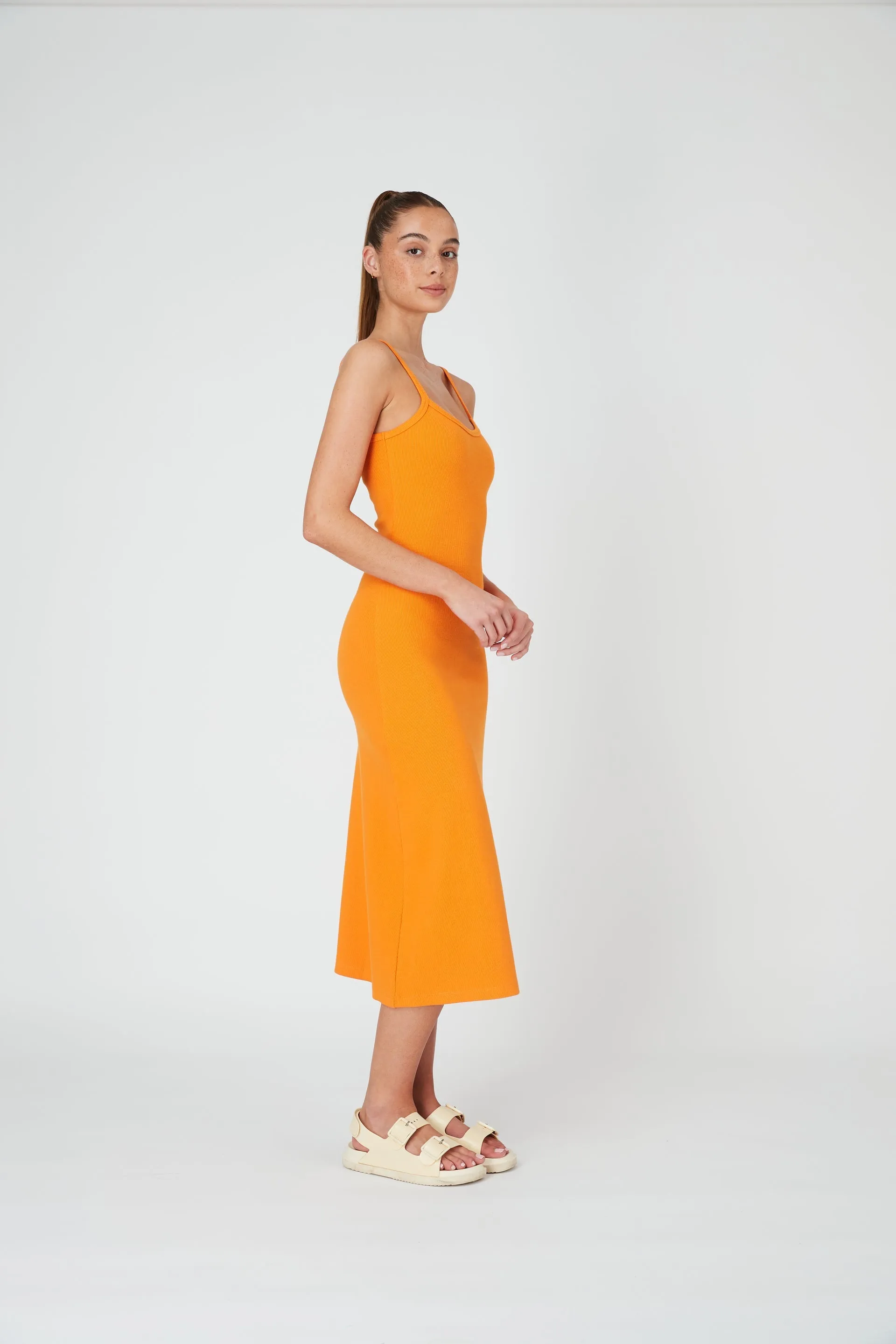 Summi Summi - MIDI A LINE DRESS - Tangerine