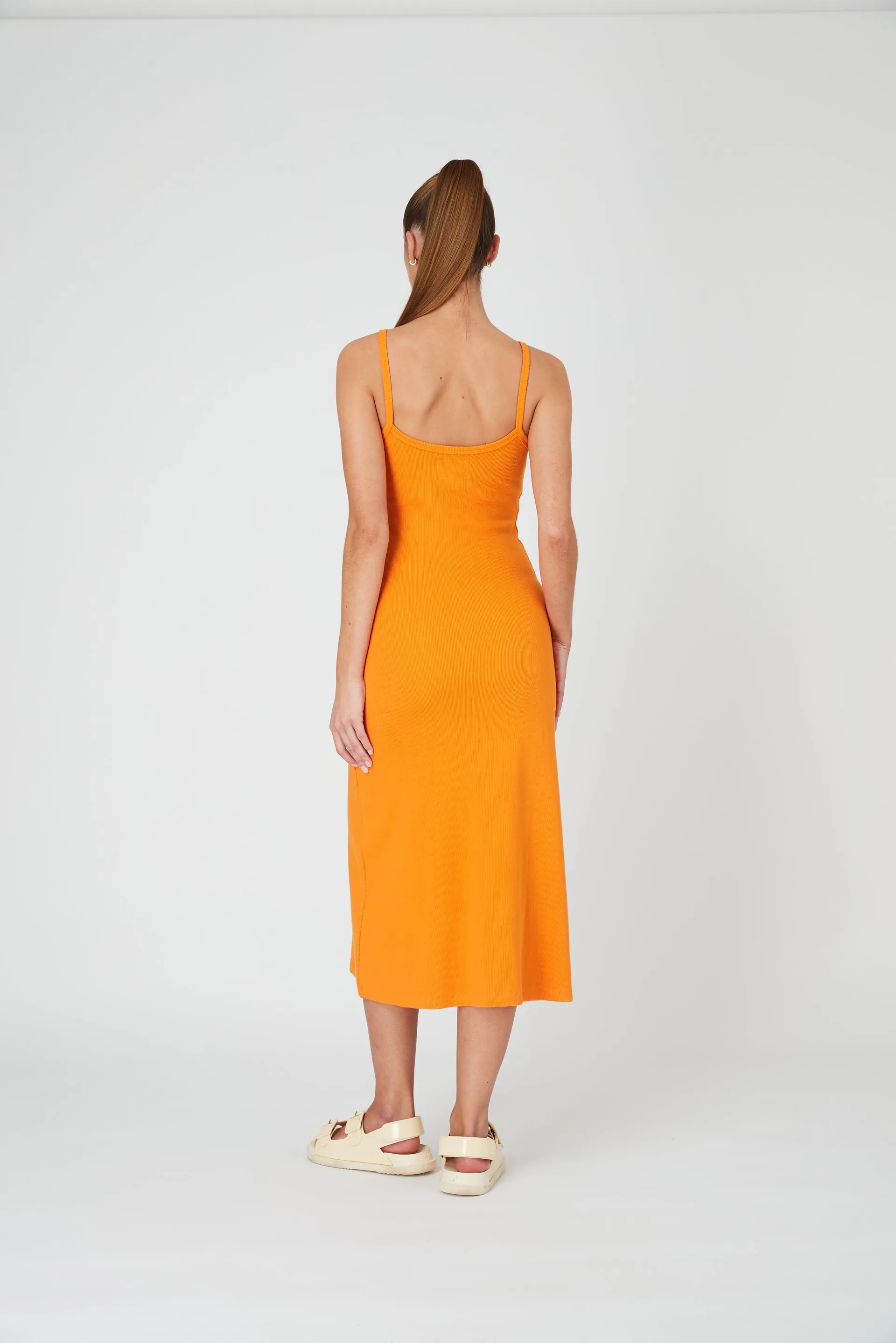 Summi Summi - MIDI A LINE DRESS - Tangerine