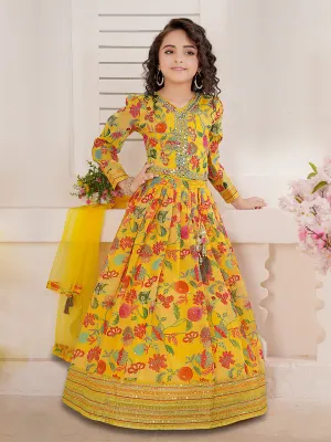Sunny Bloom Yellow Gown for Little Girl