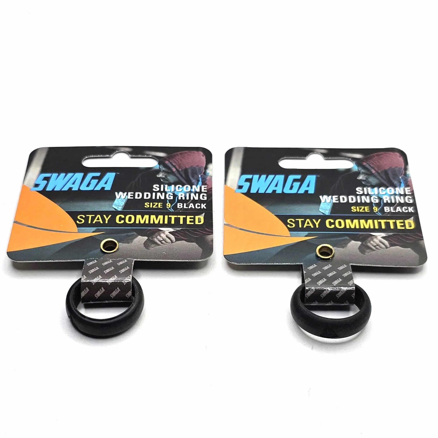 Swaga Silicone Wedding Ring 9, 10 Black, Red Grey Blue Tie Dye 2 Pcs NEW