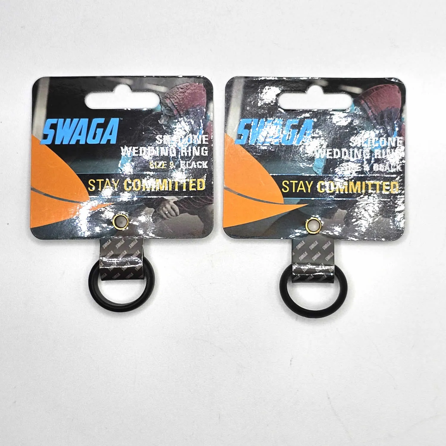 Swaga Silicone Wedding Ring 9, 10 Black, Red Grey Blue Tie Dye 2 Pcs NEW