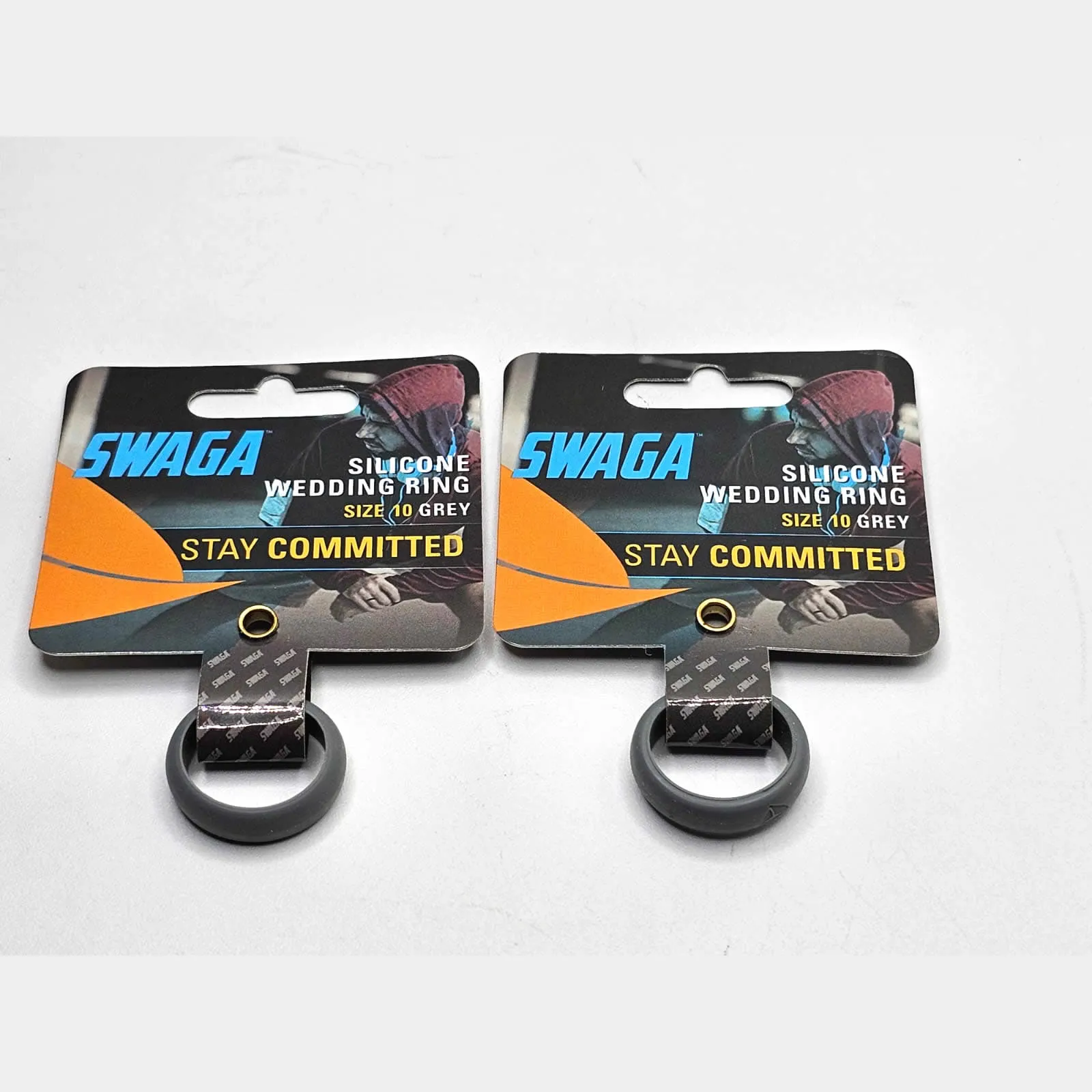 Swaga Silicone Wedding Ring 9, 10 Black, Red Grey Blue Tie Dye 2 Pcs NEW