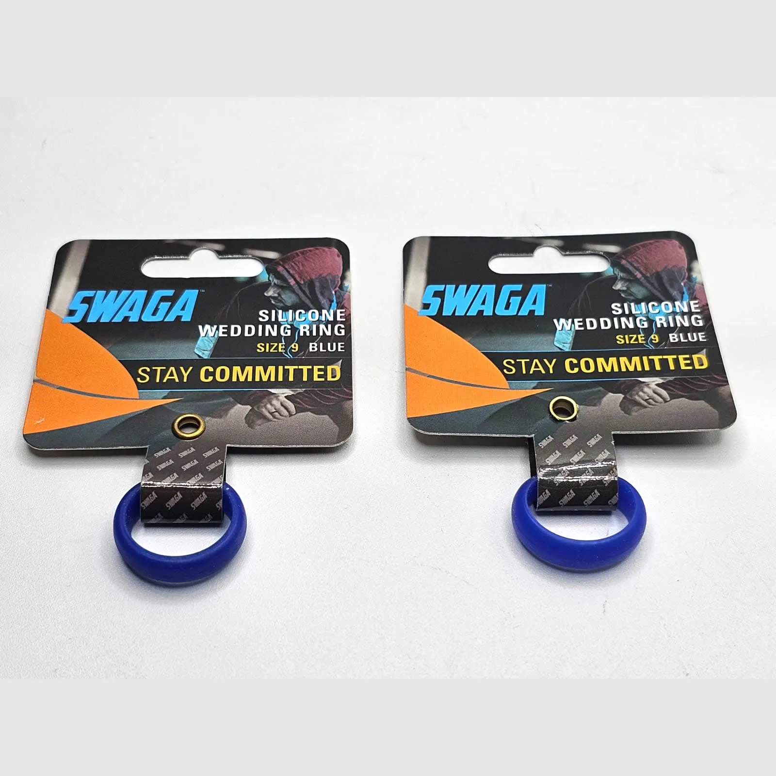 Swaga Silicone Wedding Ring 9, 10 Black, Red Grey Blue Tie Dye 2 Pcs NEW